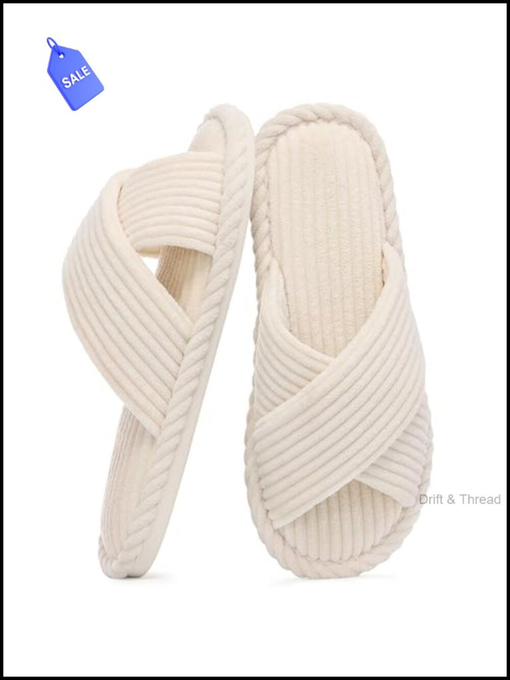 Corduroy Memory Foam Slippers Women Open Toe House Shoes